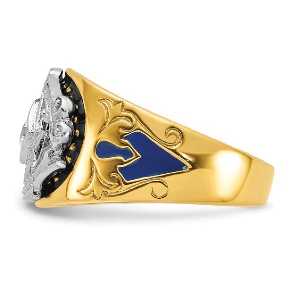10k Gold Men's Diamond Blue Lodge Masonic Ring: A Symbol of Brotherhood - Picture 4 of 8